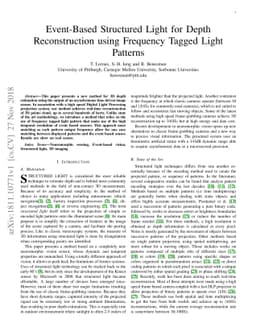 Event-Based Structured Light for Depth Reconstruction using Frequency
  Tagged Light Patterns