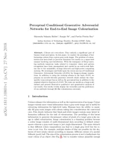 Perceptual Conditional Generative Adversarial Networks for End-to-End
  Image Colourization