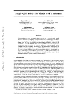Single-Agent Policy Tree Search With Guarantees