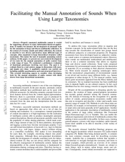 Facilitating the Manual Annotation of Sounds When Using Large Taxonomies