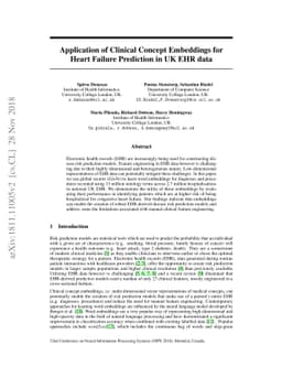 Application of Clinical Concept Embeddings for Heart Failure Prediction
  in UK EHR data