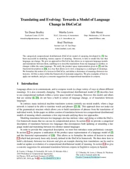 Translating and Evolving: Towards a Model of Language Change in DisCoCat
