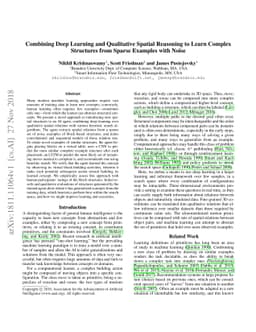 Combining Deep Learning and Qualitative Spatial Reasoning to Learn
  Complex Structures from Sparse Examples with Noise