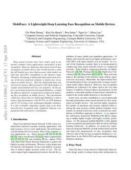 MobiFace: A Lightweight Deep Learning Face Recognition on Mobile Devices