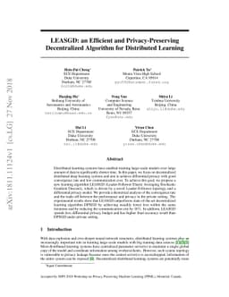 LEASGD: an Efficient and Privacy-Preserving Decentralized Algorithm for
  Distributed Learning