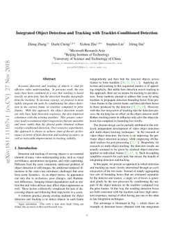 Integrated Object Detection and Tracking with Tracklet-Conditioned
  Detection