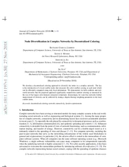 Node Diversification in Complex Networks by Decentralized Coloring