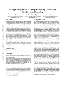Scaling Configuration of Energy Harvesting Sensors with Reinforcement
  Learning