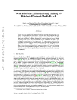 FADL:Federated-Autonomous Deep Learning for Distributed Electronic
  Health Record