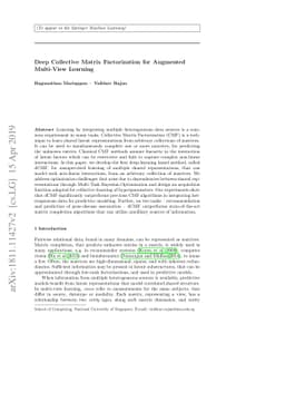 Deep Collective Matrix Factorization for Augmented Multi-View Learning