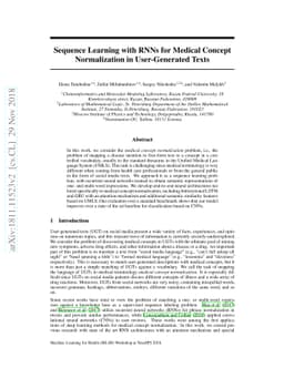Sequence Learning with RNNs for Medical Concept Normalization in
  User-Generated Texts