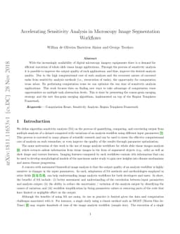 Accelerating Sensitivity Analysis in Microscopy Image Segmentation
  Workflows
