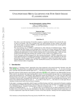 Unsupervised Meta-Learning For Few-Shot Image Classification