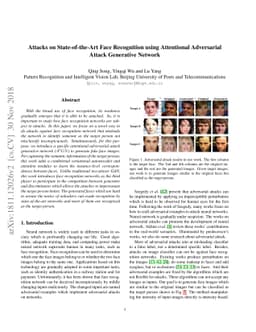 Attacks on State-of-the-Art Face Recognition using Attentional
  Adversarial Attack Generative Network