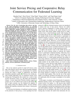 Joint Service Pricing and Cooperative Relay Communication for Federated
  Learning