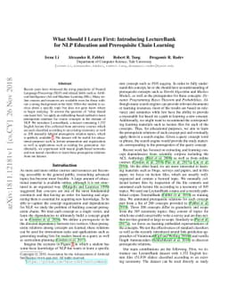 What Should I Learn First: Introducing LectureBank for NLP Education and
  Prerequisite Chain Learning