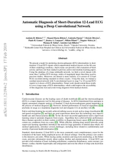 Automatic Diagnosis of Short-Duration 12-Lead ECG using a Deep
  Convolutional Network