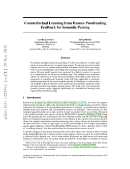 Counterfactual Learning from Human Proofreading Feedback for Semantic
  Parsing