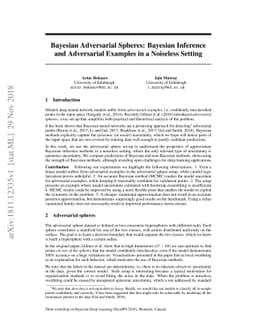 Bayesian Adversarial Spheres: Bayesian Inference and Adversarial
  Examples in a Noiseless Setting