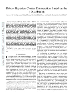 Robust Bayesian Cluster Enumeration Based on the $t$ Distribution