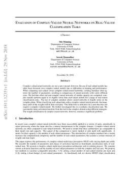 Evaluation of Complex-Valued Neural Networks on Real-Valued
  Classification Tasks
