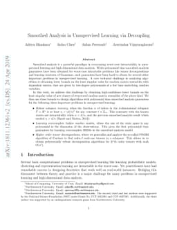 Smoothed Analysis in Unsupervised Learning via Decoupling