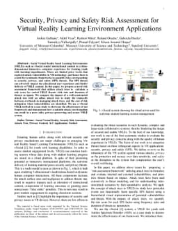 Security, Privacy and Safety Risk Assessment for Virtual Reality
  Learning Environment Applications