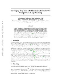 Leveraging Deep Stein's Unbiased Risk Estimator for Unsupervised X-ray
  Denoising