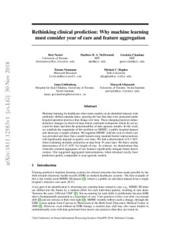 Rethinking clinical prediction: Why machine learning must consider year
  of care and feature aggregation