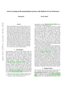Active Learning in Recommendation Systems with Multi-level User
  Preferences