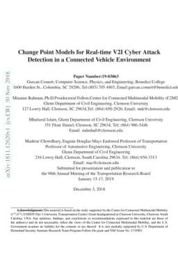 Change Point Models for Real-time V2I Cyber Attack Detection in a
  Connected Vehicle Environment