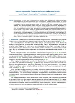 Learning Interpretable Characteristic Kernels via Decision Forests