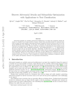 Discrete Adversarial Attacks and Submodular Optimization with
  Applications to Text Classification