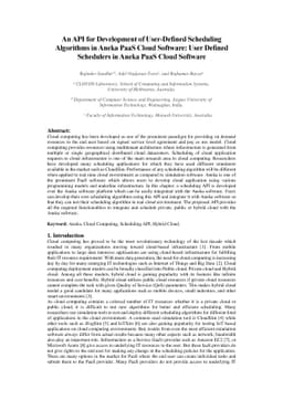 An API for Development of User-Defined Scheduling Algorithms in Aneka
  PaaS Cloud Software: User Defined Schedulers in Aneka PaaS Cloud Software