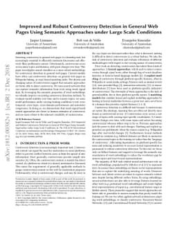 Improved and Robust Controversy Detection in General Web Pages Using
  Semantic Approaches under Large Scale Conditions