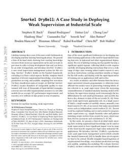 Snorkel DryBell: A Case Study in Deploying Weak Supervision at
  Industrial Scale