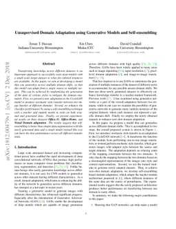 Unsupervised Domain Adaptation using Generative Models and
  Self-ensembling