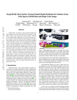 DeepLiDAR: Deep Surface Normal Guided Depth Prediction for Outdoor Scene
  from Sparse LiDAR Data and Single Color Image