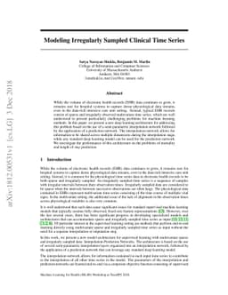 Modeling Irregularly Sampled Clinical Time Series