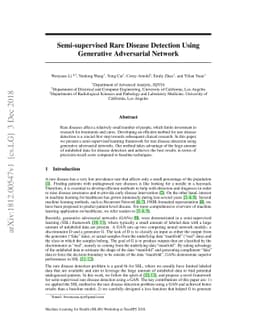 Semi-supervised Rare Disease Detection Using Generative Adversarial
  Network