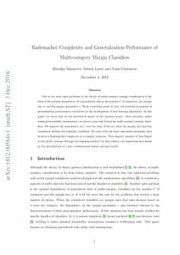 Rademacher Complexity and Generalization Performance of Multi-category
  Margin Classifiers