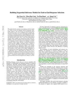 Building Sequential Inference Models for End-to-End Response Selection