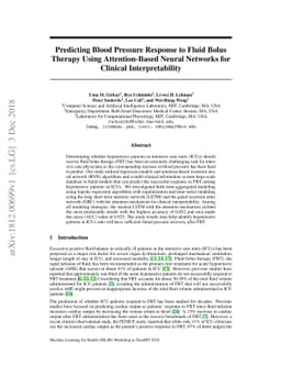 Predicting Blood Pressure Response to Fluid Bolus Therapy Using
  Attention-Based Neural Networks for Clinical Interpretability
