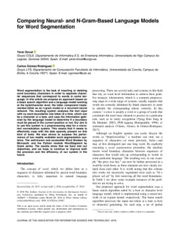 Comparing Neural- and N-Gram-Based Language Models for Word Segmentation