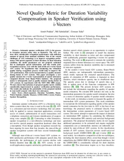 Novel Quality Metric for Duration Variability Compensation in Speaker
  Verification using i-Vectors