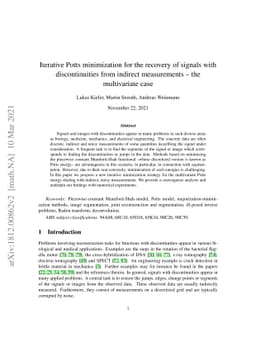 Iterative Potts minimization for the recovery of signals with
  discontinuities from indirect measurements -- the multivariate case