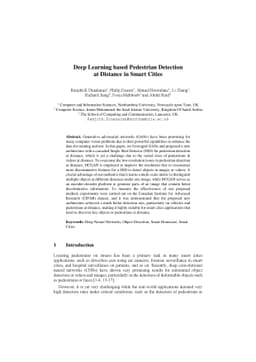 Deep Learning based Pedestrian Detection at Distance in Smart Cities