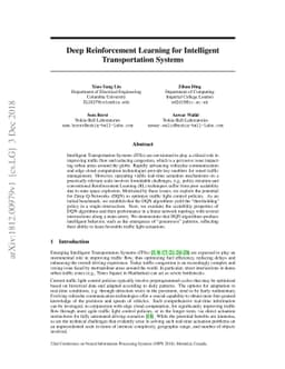 Deep Reinforcement Learning for Intelligent Transportation Systems
