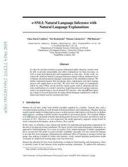 e-SNLI: Natural Language Inference with Natural Language Explanations