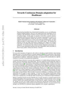 Towards Continuous Domain adaptation for Healthcare